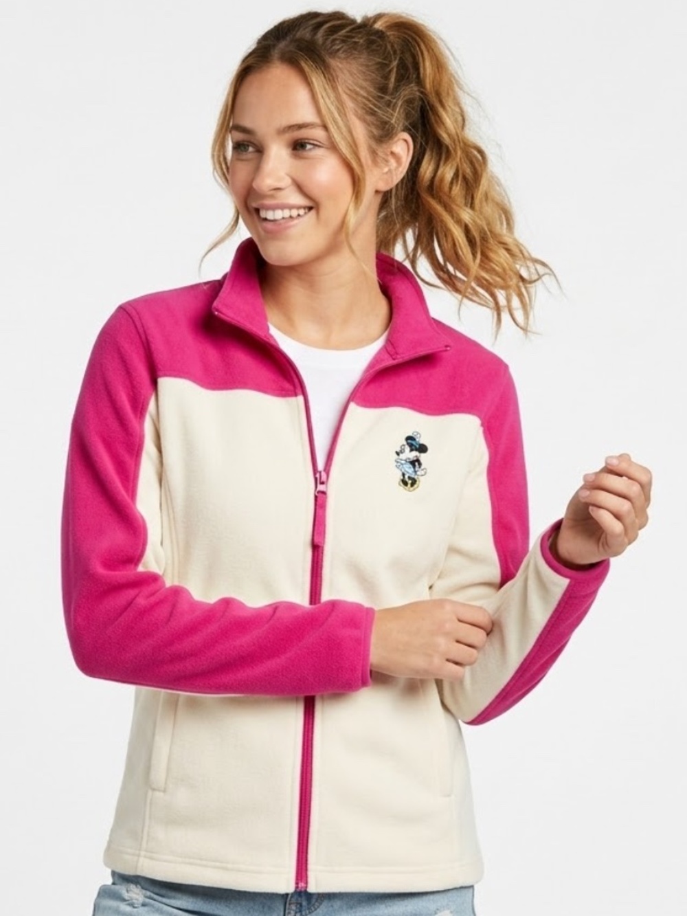 Colorblock Embroidered Zip Up Jacket Fleece S 6/8 Disney Store